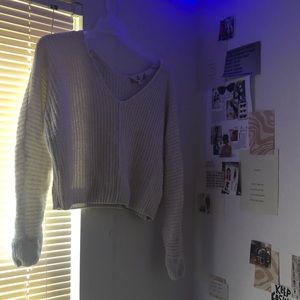 white sparkly sweater